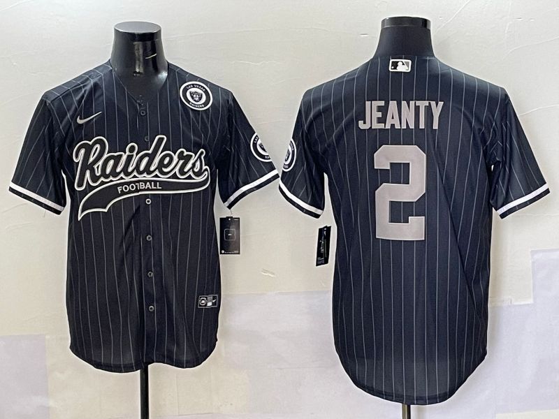 Men 2025 Oakland Raiders 2 Jeanty Black Stripe Joint Name Nike Limited NFL Jersey style 7